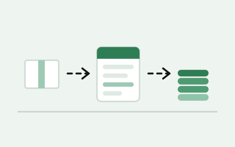Box, manifest document, and coin stack connected by arrows — the steps to liquidate inventory