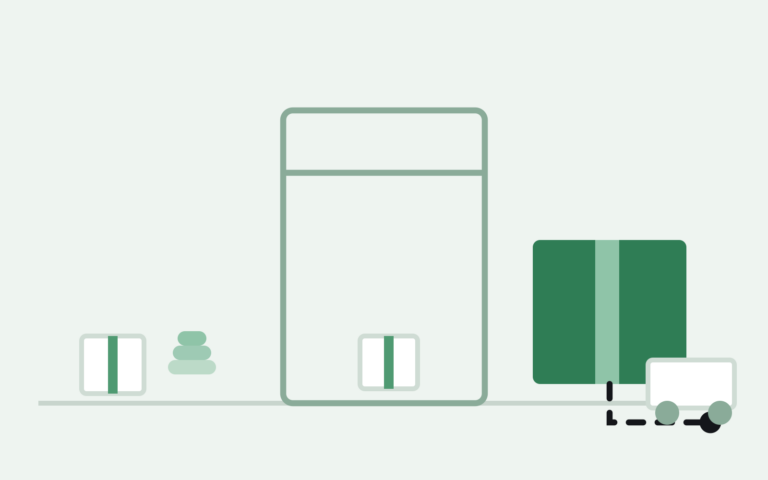 warehouse gate accepting small boxes while an oversized box is redirected to a truck, illustrating amazon AWD size restrictions