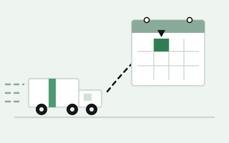 Truck racing a shipment toward Amazon's Q4 2026 inventory deadline marked on a calendar